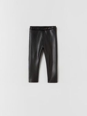 Zara Black Faux Leather Kids Leggings